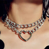 UYEE Gothic Choker Necklace PU Leather Punk Rivet Collar with Chain