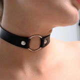 UYEE Gothic Choker Necklace PU Leather Punk Rivet Collar with Chain