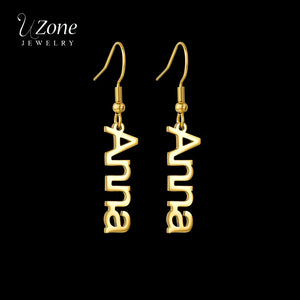 Personalized Letter Vertical Dangle Earrings Stainless Steel Name Drop Earrings