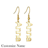 Personalized Letter Vertical Dangle Earrings Stainless Steel Name Drop Earrings