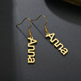 Personalized Letter Vertical Dangle Earrings Stainless Steel Name Drop Earrings