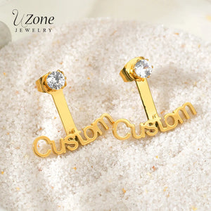 Stainless Steel Name Stud Earrings for Women Girls