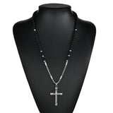 UZone Stone Cross Pendant Mens Rosary Necklace