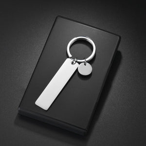 Personalized Name Date Number Keychain Stainless Steel Couple Gift