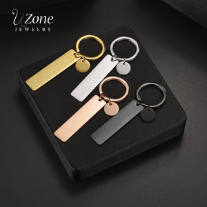 Personalized Name Date Number Keychain Stainless Steel Couple Gift