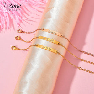 UZone Engraved Name Text Stainless Steel Bracelets