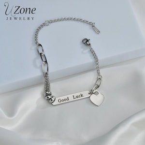 UZone Engraving Name Stainless Steel Bracelet Love Lock Pendant Bracelets