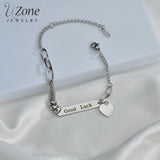 UZone Engraving Name Stainless Steel Bracelet Love Lock Pendant Bracelets