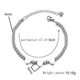 UZone Date Heart Bracelet Stainless Steel Engraved Femme Beads Birthday Gift