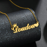 UZone Custom Name Necklace Crown Heart Pendant Necklace for Women