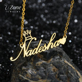 UZone Custom Name Necklace Crown Heart Pendant Necklace for Women