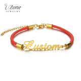 UZone Name Bracelet Red Rope Bangle Stainless Steel