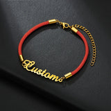 UZone Name Bracelet Red Rope Bangle Stainless Steel