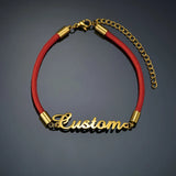 UZone Name Bracelet Red Rope Bangle Stainless Steel