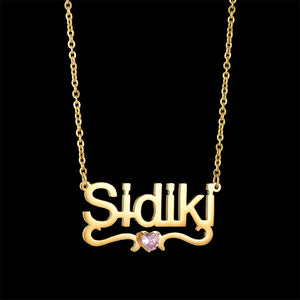UZone Rhinestone Nameplate Necklace CZ Personalized Name Necklaces
