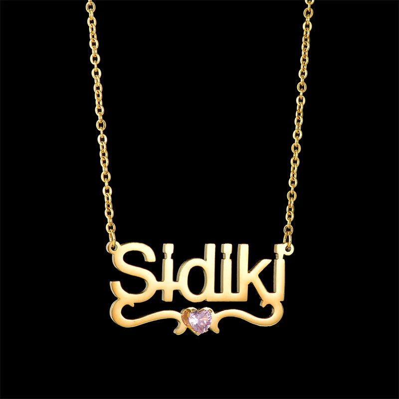 UZone Rhinestone Nameplate Necklace CZ Personalized Name Necklaces