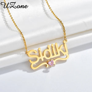 UZone Rhinestone Nameplate Necklace CZ Personalized Name Necklaces