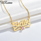 UZone Rhinestone Nameplate Necklace CZ Personalized Name Necklaces
