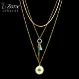 UZone Stainless Steel Pendant Tassel Necklace with Natural Stone Chain