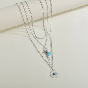 UZone Stainless Steel Pendant Tassel Necklace with Natural Stone Chain
