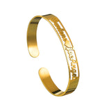 Personalized Name Heart Bracelet Open Cuff Bangle
