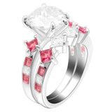 Ufooro Big Stone Zircon Ring Set for Women Wedding Engagement