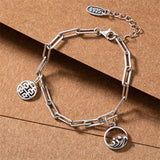Thai Silver Mountain Wave Charms Bracelet 925 Silver Ethnic Jewelry