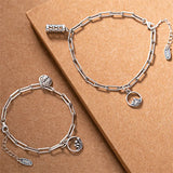 Thai Silver Mountain Wave Charms Bracelet 925 Silver Ethnic Jewelry