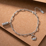 Thai Silver Mountain Wave Charms Bracelet 925 Silver Ethnic Jewelry