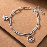 Thai Silver Mountain Wave Charms Bracelet 925 Silver Ethnic Jewelry