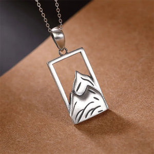 Mountain Wave 925 Silver Pendant Necklace Square Round