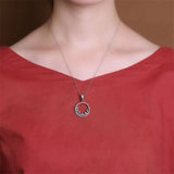 Mountain Wave 925 Silver Pendant Necklace Square Round