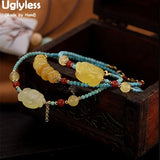 Natural Amber Bracelet with Turquoise Beads