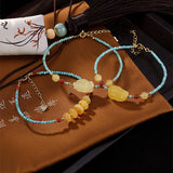 Natural Amber Bracelet with Turquoise Beads