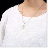 925 Silver Flower Pendant Natural Jade Magnolia Jewelry