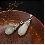 925 Silver Flower Pendant Natural Jade Magnolia Jewelry