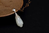 925 Silver Flower Pendant Natural Jade Magnolia Jewelry