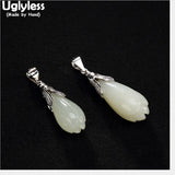 925 Silver Flower Pendant Natural Jade Magnolia Jewelry