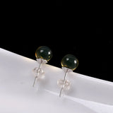 10MM Jade Balls MINI Studs Earrings Natural Hotan Gemstones