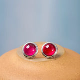11MM Mini Corundum Earrings 925 Sterling Silver Studs Fine Jewelry E1630