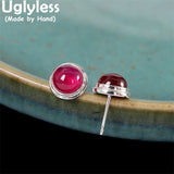 11MM Mini Corundum Earrings 925 Sterling Silver Studs Fine Jewelry E1630
