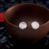 Moon Stone Silver Studs Earrings 925 Silver Natural Gemstones Brincos