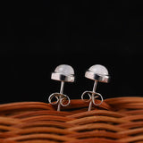 Moon Stone Silver Studs Earrings 925 Silver Natural Gemstones Brincos