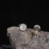 Moon Stone Silver Studs Earrings 925 Silver Natural Gemstones Brincos
