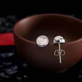 Moon Stone Silver Studs Earrings 925 Silver Natural Gemstones Brincos