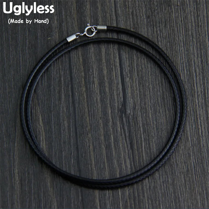 925 Silver Buckle Necklaces Unisex Leather Rope Chains 5 Sizes