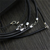 925 Silver Buckle Necklaces Unisex Leather Rope Chains 5 Sizes