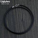 925 Silver Buckle Necklaces Unisex Leather Rope Chains 5 Sizes