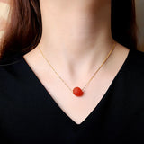 18K Mini Barrel Beads Jade Pendant Nature Hotan Golden Necklaces