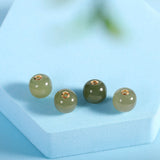 18K Mini Barrel Beads Jade Pendant Nature Hotan Golden Necklaces